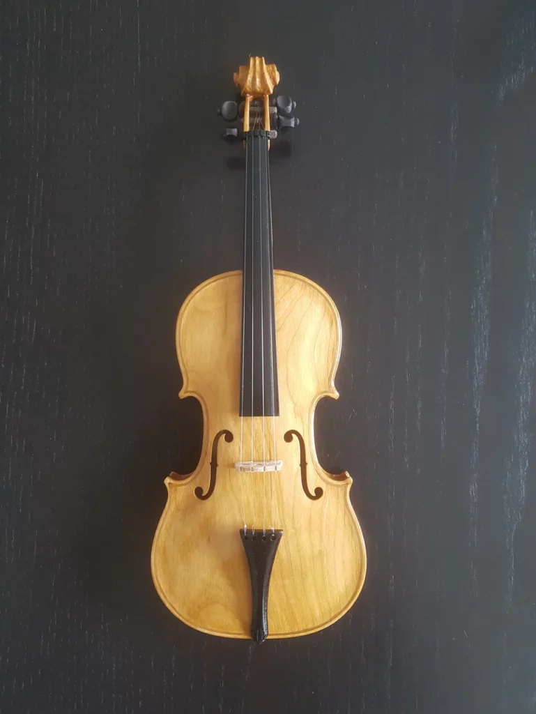 Violon en bois miniature échelle 1/2 avec son archer dans sa boite